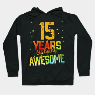 15th Anniversary Gift Vintage Retro 15 Years Of Being Awesome Gifts Funny 15 Years Birthday Men Women Hoodie